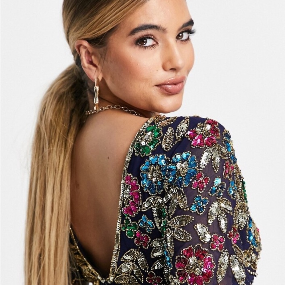 Virgos Lounge Ariann Maxi Dress - Size UK8 - Navy